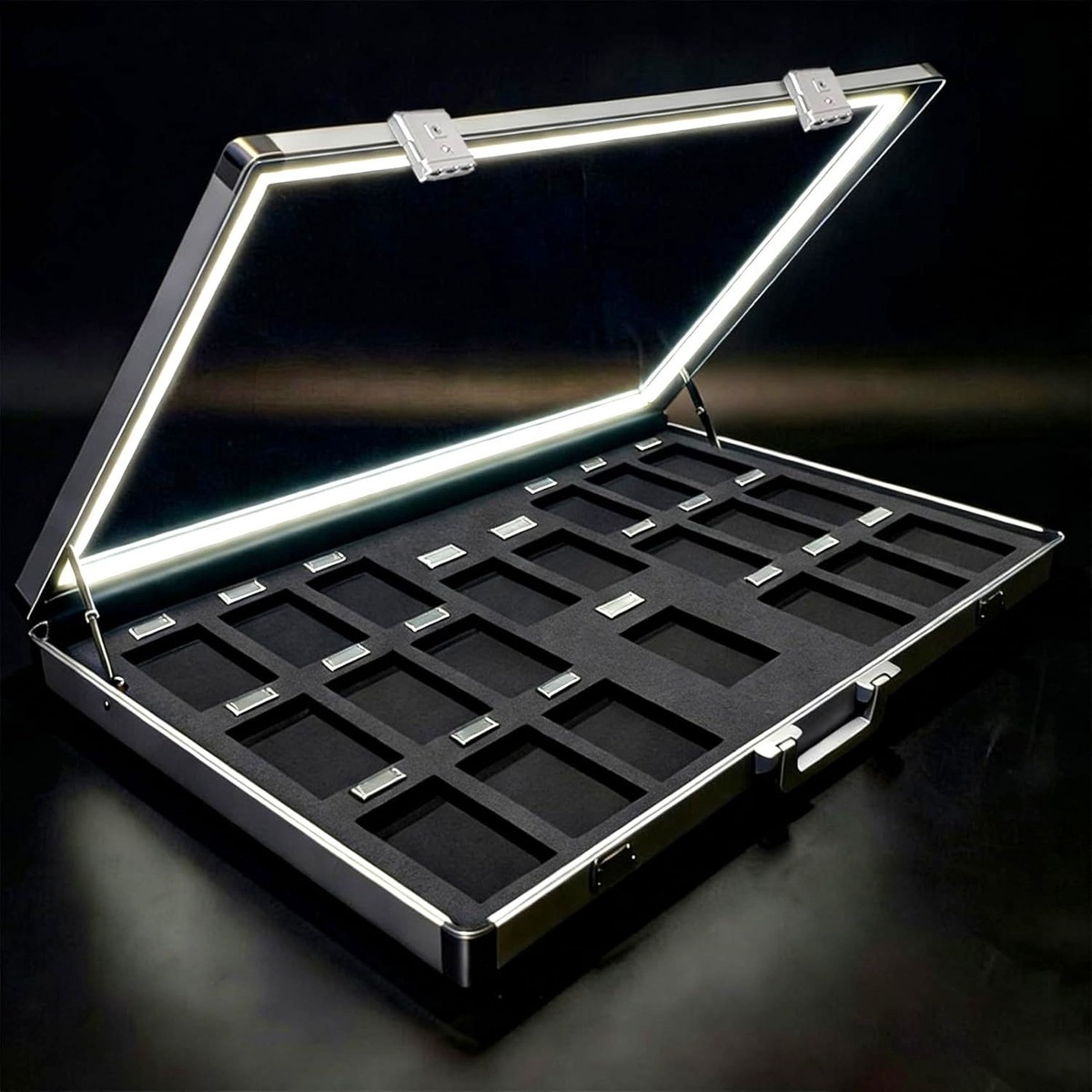 glass display case for cards LED Trading Card with Lock & UV Protection Protect Your Deck of Cards Collection Perfect Cases Single Card Display