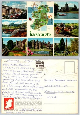 Vintage 1979 John Hinde Ireland Multi-View Postcard Limerick Dublin Castles