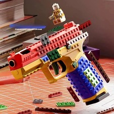 Building Block Pistol Shell Ejecting Continuous Firing Soft Bullet Toy Gun Gift