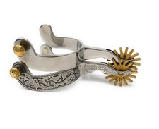 AJ Tack Men's Gal Leg Stainless Steel Engraved Spurs