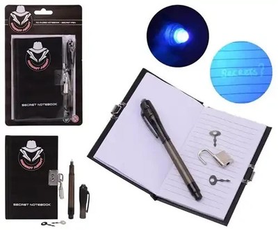 Johntoy Secret Agent Tagebuch mit Geheimstift und Schloss - Kinder Notizbuch Neu