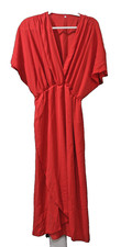 Women Faux Wrap Midi Dress with Shadow Line style sash belt included same color