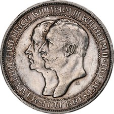 #1286844 Kingdom of Prussia, Wilhelm II, 3 Mark, Wroclaw University, 1911, Ber