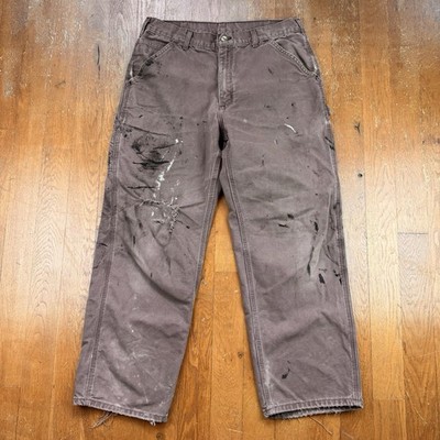 Vintage Carhartt Brown Carpenter Painter Jeans Dungaree Fit Size 34 X 29