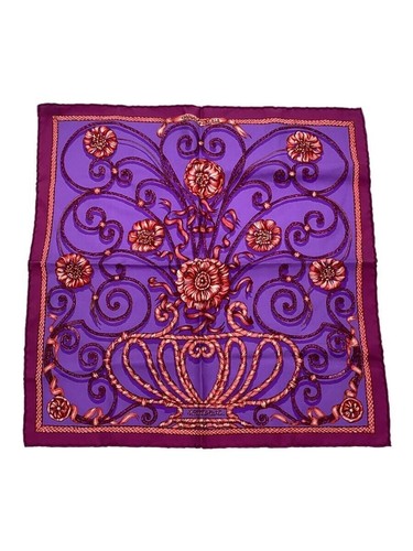 HERMES Petit Carre Schal, Seide, rosa, Blumenmuster, 42 x 42 cm, Damen
