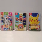 NINTENDO SWITCH LOT OF 3 USED GAMES SUPER MARIO 3D ALL STARS, POKEMON LETS GO PI
