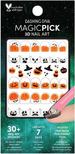 Dashing Diva MagicPick Glow Halloween Nail Stickers 3D Bats & Pumpkins - Picture 2 of 4
