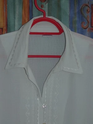COMME NEUF Haut Chemisier Chemise DAMART Femme Taille 42 44 L Blanc BRODé - Photo 1/4