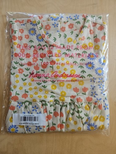NWT HANNA ANDERSSON WILDFLOWERS ELBOW SLEEVE SKATER DRESS WITH POCKETS 100 4 - Picture 6 of 7