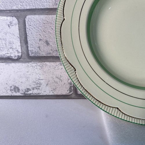 EXTREMELY RARE CLARICE CLIFF GREEN WHITE & GOLD GILDING RIMMED BOWL 1930s 25CM - Picture 13 of 21