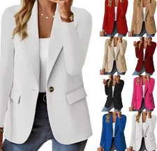 'Women's Oversized Blazer Jacket Business Suit Coat Lapel Long Sleeve Solid HOT'