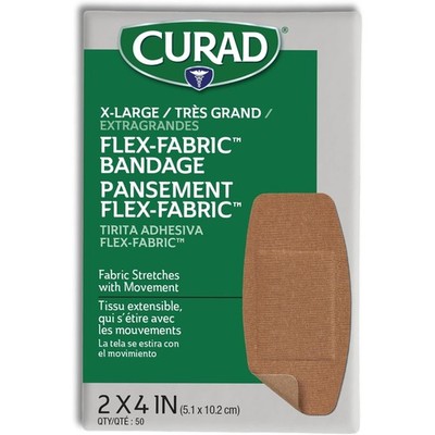 CURAD Flex-Fabric Adhesive Bandages, X Large 2 x 4 Inch, 50 Count,