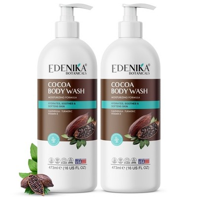 Edenika 2 Pack Cocoa Butter Body Wash Moisturizing Gentle Nourishing Shower Lot