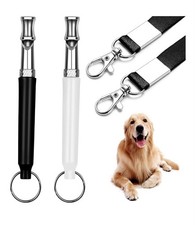 2pk Dog Whistle With Lanyard Black And White