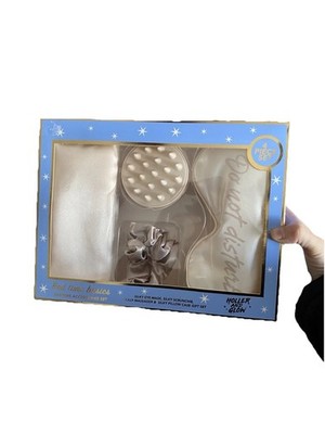 Holler and Glow Bedtime Basics 4 Piece Set Satin Eye Mask Pillowcase Massager