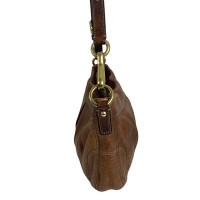 Coach 12917 Hamptons Brown Pleated Leather Hobo Shoulder Bag Zip Coach 12917 Hamptons Brown Pleated Leather Hobo Shoulder Bag Zip