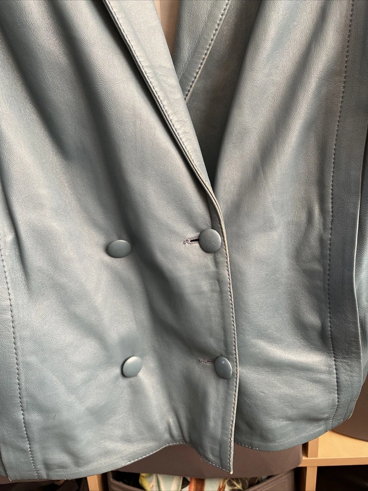 Chaqueta de cuero vintage de Richards/Duck Egg azul talla 12 Foto 2 de 4