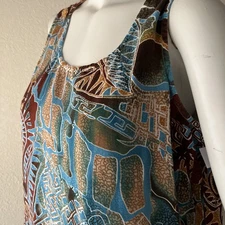 Tianello Soul Of Africa Sleeveless Top Womens Large Summer Casual Batik Tribal