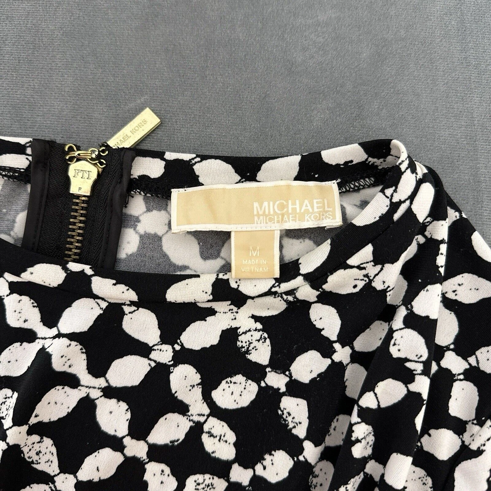 Abito donna Michael Michael Kors taglia media nero bianco geometrico manica lunga