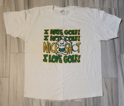 2XL VTG 1996 Y2K ''I Hate Golf, Nice Shot, I Love Golf'' Graphic White T-Shirt