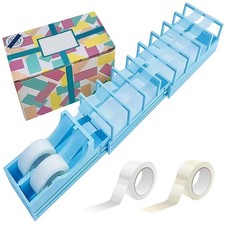 Fast Tape Dispenser for Crafts Gift Wrapping - 18 Strips in Seconds - Blue