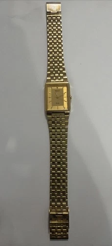 Vintage Seiko SX Tank Quartz Watch Unisex Gold Tone V701-5K40