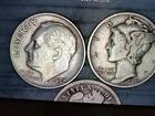 Barber Dime, Roosevelt Dime, Mercury Dime - 3 Coin Set