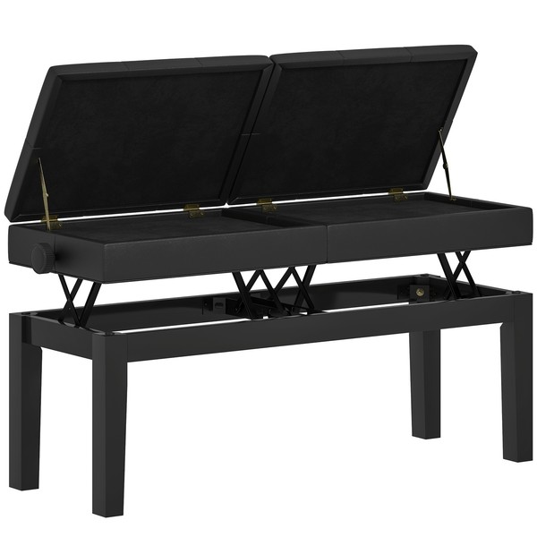 Klavierbank Klavierhocker Mit Stauraum Pianobank Bis 220 Kg, Kunstleder, Schwarz-image