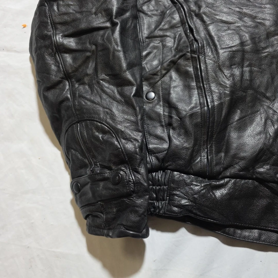 First Gear V Bomber Leather Biker Jacket Mens 2XL Removable Thermo Liner - Image 4 of 4