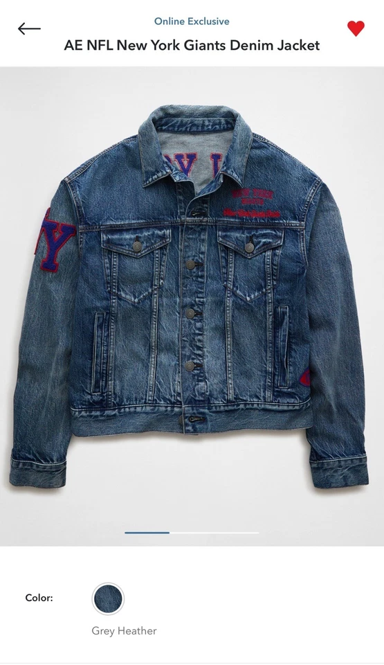 NFL - New York Giants - джинсовая куртка - ограниченный выпуск American Eagle - Изображение 3 из 4