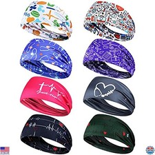 8 Nursing Headbands with Buttons for Face Covering, Ear Protection, Non-Slip