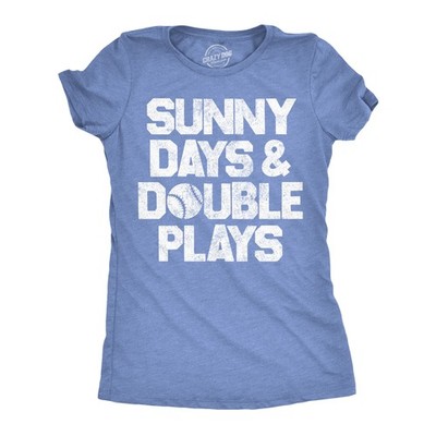 Womens Funny T Shirts Sunny Days And Double Plays Sarcastic Baseball Lovers Tee