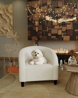 Modern Accent Chair Boucle Barrel Club Chair Comfy Chair for Living Room Bedroom