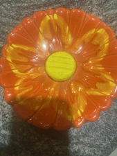 Vintage SANTA ANITA WARE ORANGE FLOWER POTTERY Plate MID CENTURY Modern