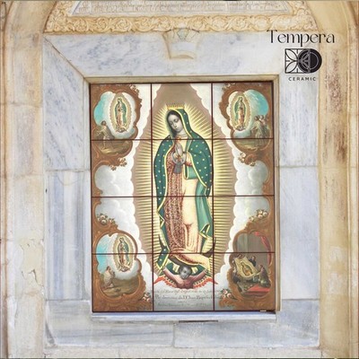 Virgin of Guadalupe Tiles Mural, Sacred Mexican Icon tile mosaic, Religious icon