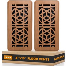 2 Pack Floor Vent Covers 4x10 Heavy Duty Steel Adjustable Rust-Proof Red Oak