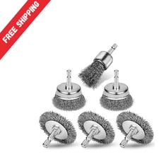 6Pcs Professional Carbon Steel Wire Wheel Brush for Drill - Cleaning Rust Attach