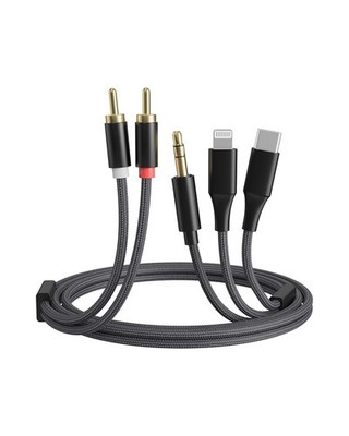 [3-in-1 RCA Audio Cable] Lightning/USB /3.5mm to 2 RCA   with iPhone, Android...