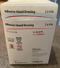 Box Of 50 Adhesive Island Dressing Cardinal Health 2x4” C-DDS023S Exp 11/2027