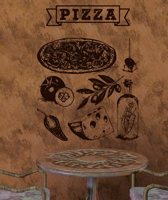 ik1040 Wall Decal Sticker pizza ingredients wine Pizzeria Italian Restaurant ik1040 Wall Decal Sticker pizza ingredients wine Pizzeria Italian Restaurant