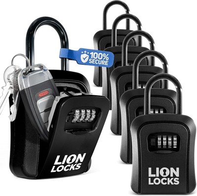 Lock Box for Keys, 6 Pack Black - Secure Key Safe Solution with Combination Lock