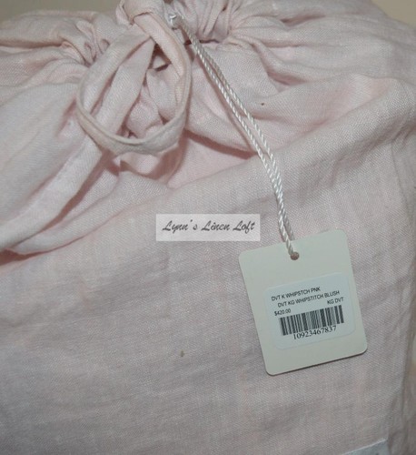 RACHEL ASHWELL Couture Prairie Whipstitch Blush Soft Pink KING DUVET Linen $420 - Picture 5 of 6
