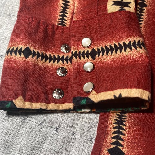 Vtg Wrangler Western Aztec Geometric Pearl Snap Button Cowboy Shirt 90s EUC sz L - Picture 3 of 11