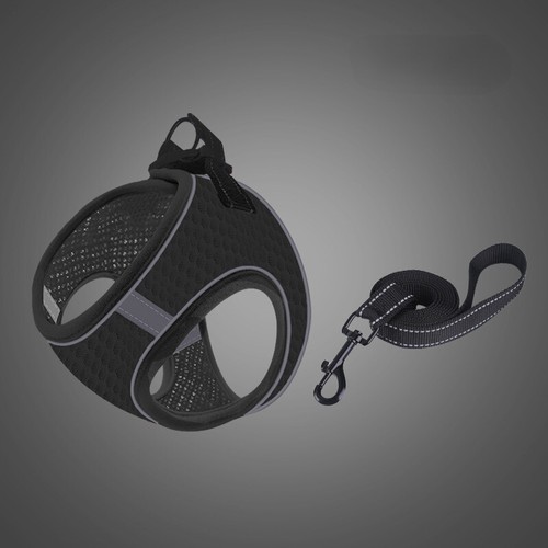 Small Medium Dog Pet Breathable Mesh Harness Vest Collar Chest Strap + Leash - Picture 8 of 12