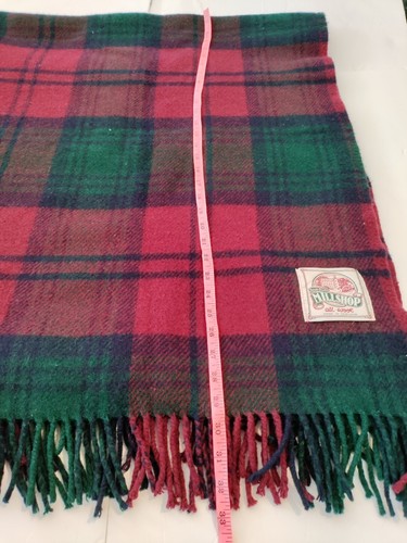 Jamie Scott Millshop All Wool Green Maroon Blanket Fringe 54" X 59" Scotland - Picture 4 of 7