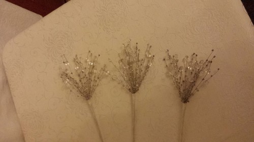 Menge 6 Stck. Vintage Arrangement Plektren Spray Acryl Klar Hand Auffädeln auf Draht Schön - Bild 3 von 5
