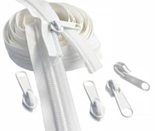 Continuous Chain Zipper YKK #10 Nylon Coil by The Yard with Long Pull Slider