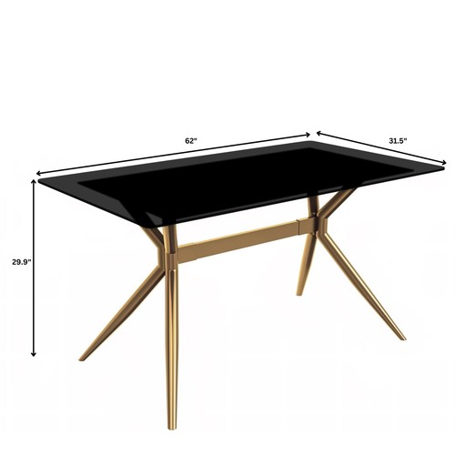 LeisureMod Elega Modern Rectangular Dining Table with Gold Stainless Steel Base - Picture 12 of 90