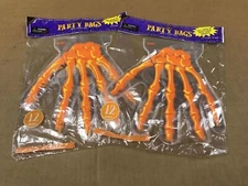 New Amscam Skeleton Hand Party Bags W/ Twist Ties, Lot Of 2 Packages of 12 Bags