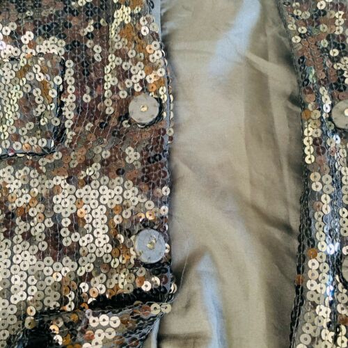 Tailored Silk Sequin Short Sleeve Blazer WD NY Size 6 Black Couture Glam Evening - Picture 8 of 15